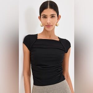Reformation Black Ruched Blouse
